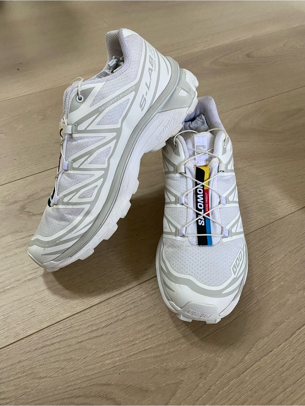 “IT GIRL” Salomon XT-6 White sneakers with Multicolor Tongue Accents 9 - Picture 3 of 11